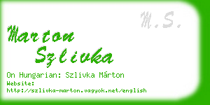 marton szlivka business card