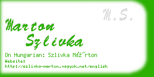 marton szlivka business card